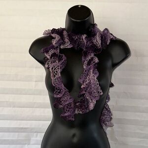 Purple Knitted Accent Scarf Soft Cozy Lightweight Winter Gift New